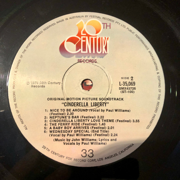 John Williams (4) - Cinderella Liberty (Original Motion Picture Soundtrack), Stage & Screen, Soundtrack, 1974 - 20th Century 