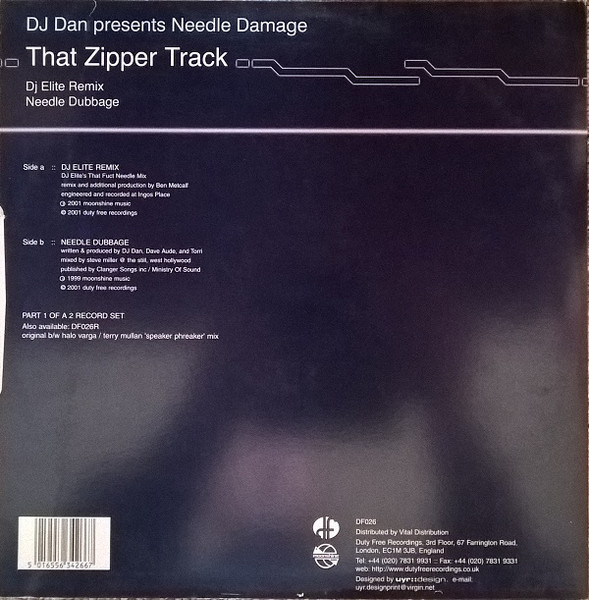 DJ Dan - Needle Damage (That Zipper Track) (DJ Elite Remix / Needle Dubbage), Electronic, Hard House, Techno, 2001 - Duty Fre
