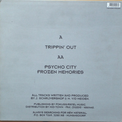 DJ Misjah & DJ Groovehead - Trippin' Out, Electronic, Acid, Hard Trance, Techno, 1995 - X-Trax, Netherlands, Vinyl 1x 12", 33