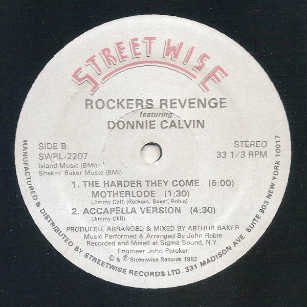 Album cover for The Harder They Come by Rockers Revenge Featuring Donnie Calvin