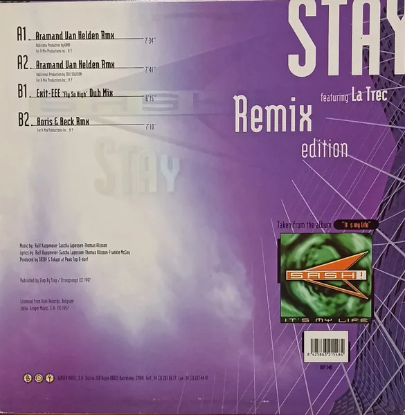 Album cover for Stay (Remix Edition) by Sash! Featuring La Trec
