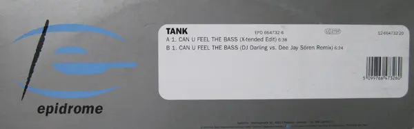 Tank - Can U Feel The Bass, Electronic, Hard House, Trance, 1997 - Epidrome, Germany, Vinyl 1x 12", 45 RPM