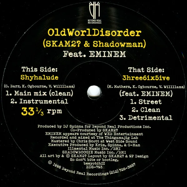 Album cover for Shyhalüde / 3hree6ix5ive by Old World Disorder, Skam2? And Shadowman