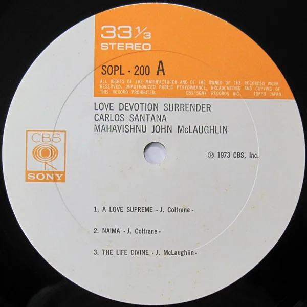 Album cover for Love Devotion Surrender by Carlos Santana, John McLaughlin