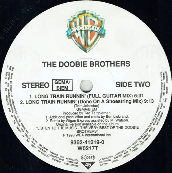 Doobie Brothers, The - Long Train Runnin', Electronic, House, 1993 - Warner Bros. Records, Europe, Vinyl 1x 12", 33 ⅓ RPM