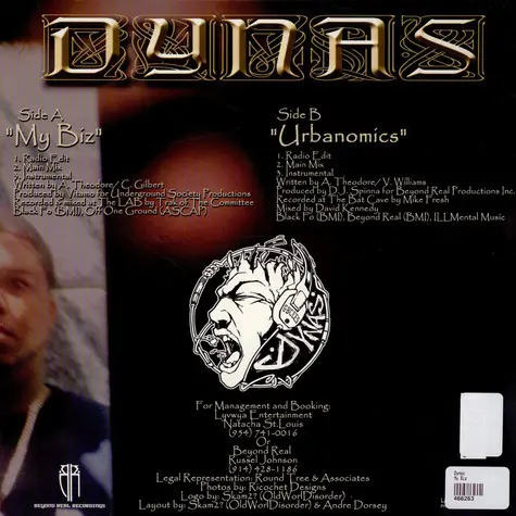Dynas - My Biz / Urbanomics, Hip Hop, 2001 - Beyond Real Recordings, US, Vinyl 1x 12", 33 ⅓ RPM