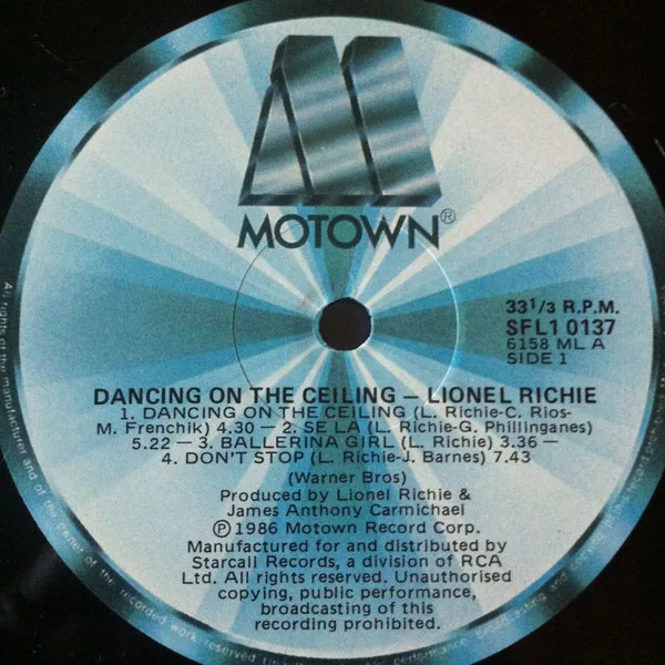 Album cover for Dancing On The Ceiling by Lionel Richie