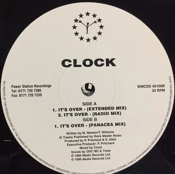 Clock - It's Over (Promo 2), Electronic, Euro House, 1996 - Power Station Recordings, UK, Vinyl 1x 12", 33 ⅓ RPM, Promo