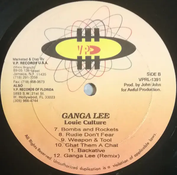Louie Culture - Ganga Lee, Reggae, Dancehall, Ragga, VP Records, US, Vinyl 1x LP, Album