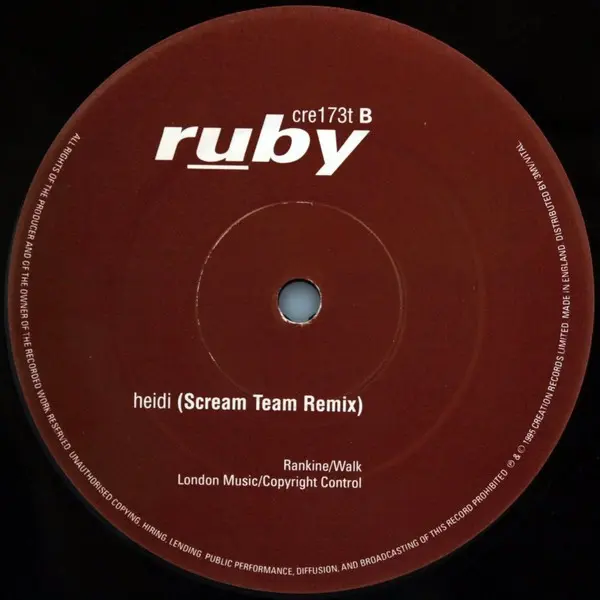 Ruby - Tiny Meat, Electronic, Trip Hop, 1996 - Creation Records, UK, Vinyl 1x 12", Single