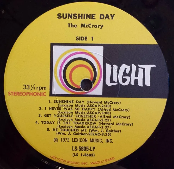 Album cover for Sunshine Day by McCrarys, The