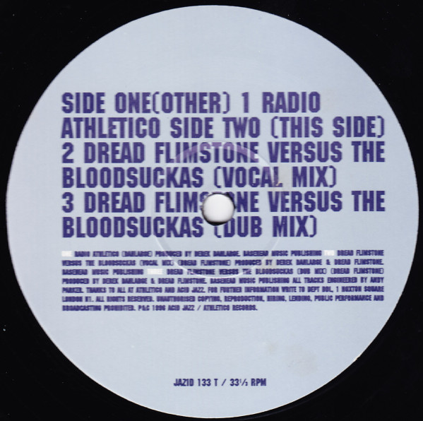 Bloodsuckas, The - Radio Athletico, Electronic, Big Beat, Breakbeat, 1996 - Acid Jazz, UK, Vinyl 1x 12"