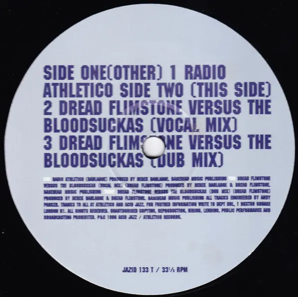 Bloodsuckas, The - Radio Athletico, Electronic, Big Beat, Breakbeat, 1996 - Acid Jazz, UK, Vinyl 1x 12"