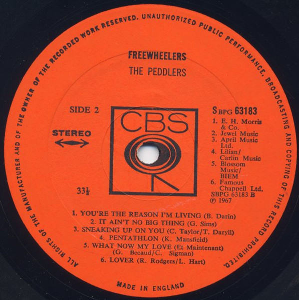 Peddlers, The - Freewheelers, Jazz, Rock, Pop Rock, Soul-Jazz, 1967 - CBS, UK, Vinyl 1x LP, Album, Stereo