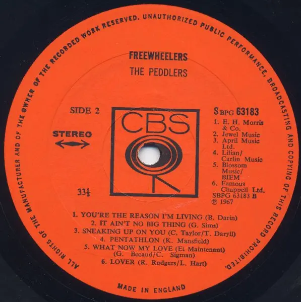 Peddlers, The - Freewheelers, Jazz, Rock, Pop Rock, Soul-Jazz, 1967 - CBS, UK, Vinyl 1x LP, Album, Stereo