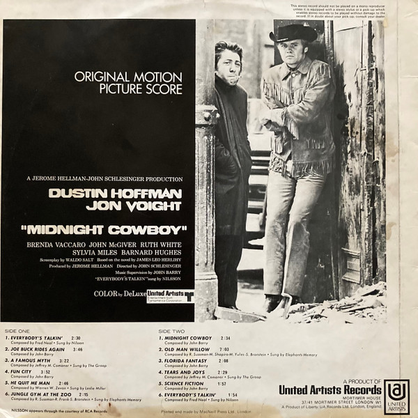 Various - Midnight Cowboy (Original Motion Picture Score), Funk / Soul, Rock, Stage & Screen, Easy Listening, Pop Rock, Score