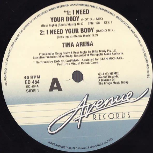 Album cover for I Need Your Body by Tina Arena