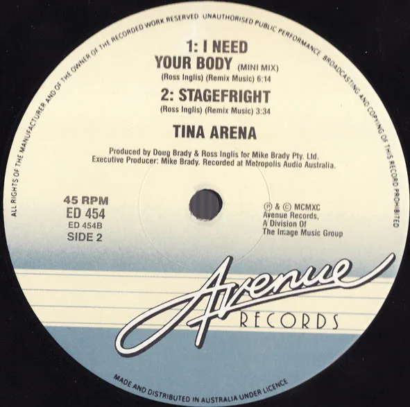 Album cover for I Need Your Body by Tina Arena