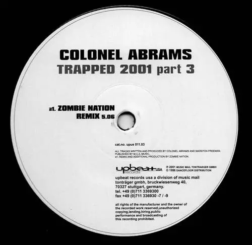 Colonel Abrams - Trapped 2001 Part 3, Electronic, House, 2001 - Deep Culture, Germany, Vinyl 1x 12", 33 ⅓ RPM, 45 RPM