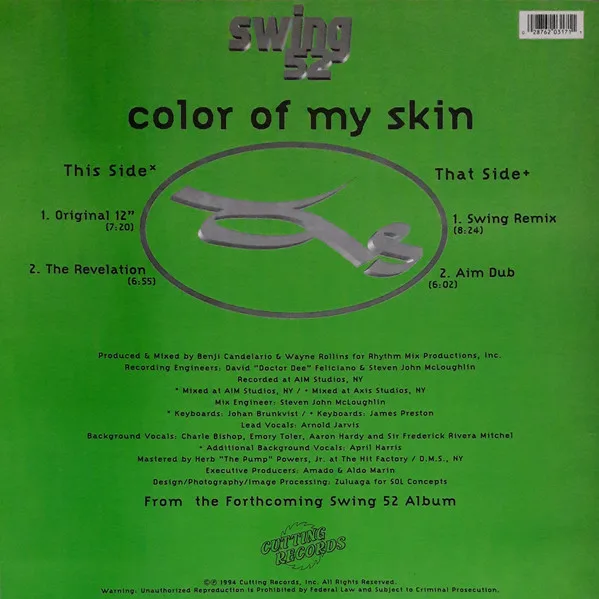 Album cover for Color Of My Skin by Swing 52