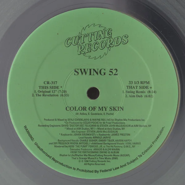 Album cover for Color Of My Skin by Swing 52