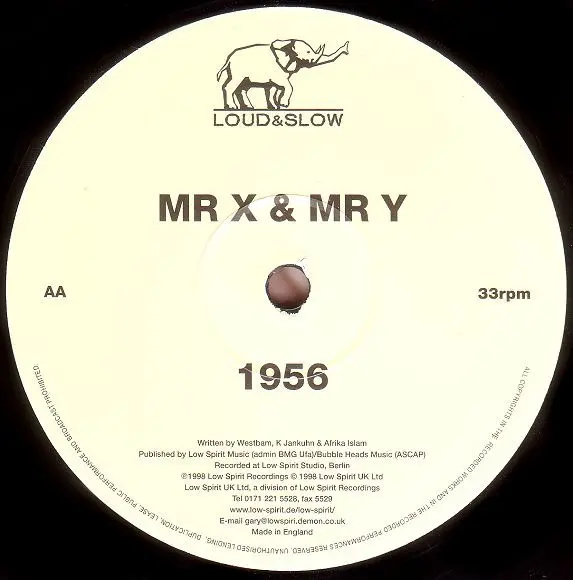 Mr. X & Mr. Y - What's Up At The Brother Front / 1956, Electronic, Breaks, Techno, 1998 - Loud & Slow, UK, Vinyl 1x 12", 33 ⅓