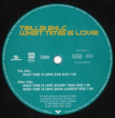 Talla 2XLC - What Time Is Love, Electronic, Progressive Trance, Trance, 1997 - Urban, Germany, Vinyl 1x 12", 45 RPM