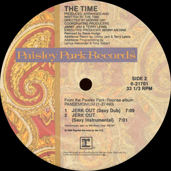 Time, The - Jerk Out, Electronic, Funk / Soul, Pop, Funk, House, Minneapolis Sound, 1990 - Paisley Park, Reprise Records, US,