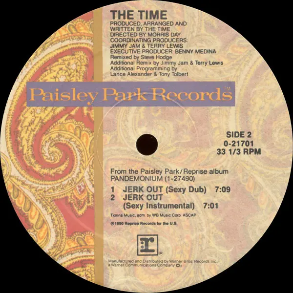 Time, The - Jerk Out, Electronic, Funk / Soul, Pop, Funk, House, Minneapolis Sound, 1990 - Paisley Park, Reprise Records, US,