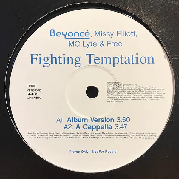 Beyoncé, Missy Elliott, MC Lyte & Free (2) - Fighting Temptation, Hip Hop, RnB/Swing, 2003 - Columbia, UK & Europe, Vinyl 1x 