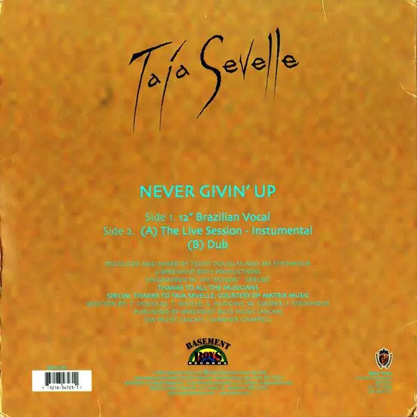 Album cover for Never Givin' Up by Taja Sevelle