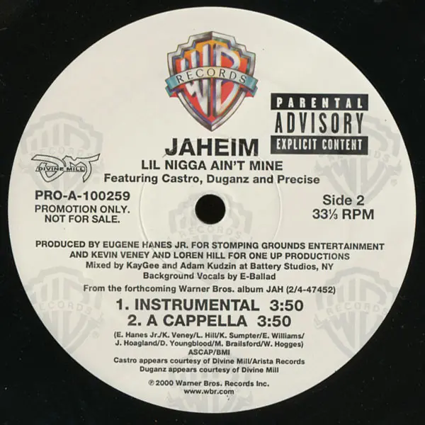 Jaheim Featuring Castro, Duganz And Marcella Precise - Lil Nigga Ain't Mine, Hip Hop, 2000 - Divine Mill, Warner Bros. Record