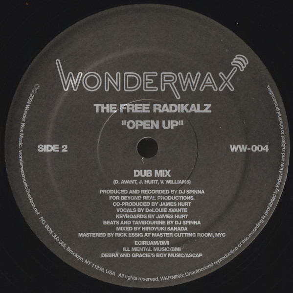 Free Radikalz, The - Open Up, Electronic, Deep House, Garage House, 2004 - Wonderwax, US, Vinyl 1x 12", 33 ⅓ RPM
