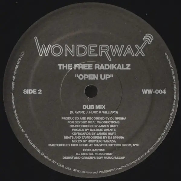 Free Radikalz, The - Open Up, Electronic, Deep House, Garage House, 2004 - Wonderwax, US, Vinyl 1x 12", 33 ⅓ RPM