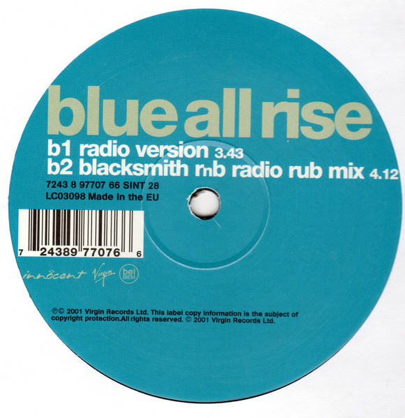Blue (5) - All Rise, Hip Hop, Pop, RnB/Swing, 2001 - Virgin, UK, Vinyl 1x 12", 33 ⅓ RPM