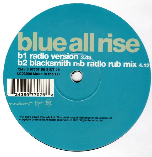 Blue (5) - All Rise, Hip Hop, Pop, RnB/Swing, 2001 - Virgin, UK, Vinyl 1x 12", 33 ⅓ RPM