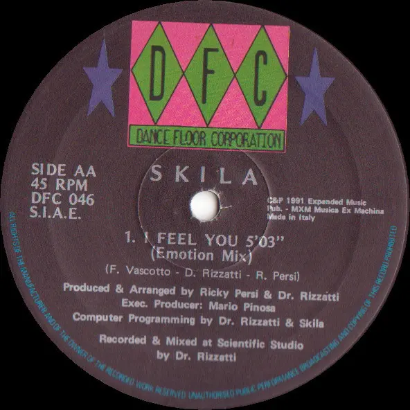 Skila - I Feel You, Electronic, Italo House, 1991 - DFC, Italy, Vinyl 1x 12", 45 RPM