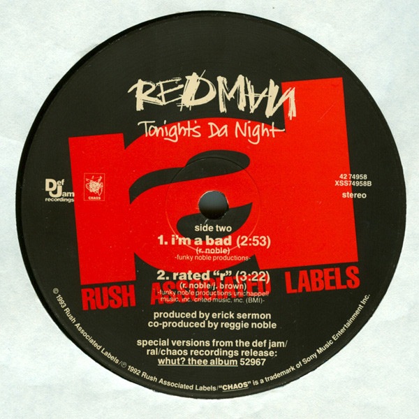 Redman - Tonight's Da Night, Hip Hop, 1993 - Chaos Recordings, Def Jam Recordings, Rush Associated Labels, US, Vinyl 1x 12"