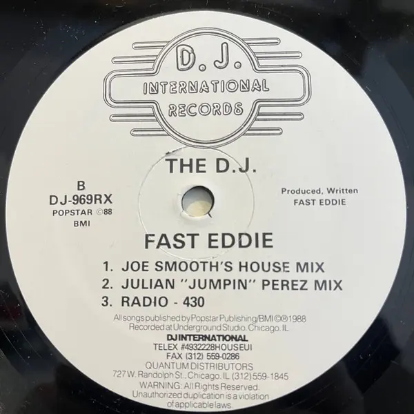 "Fast" Eddie Smith - Let's Go (Remix), Electronic, Hip-House, House, 1988 - D.J. International Records, US, Vinyl 1x 12", 33 