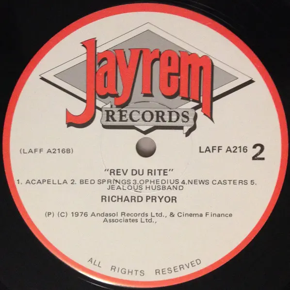 Richard Pryor - Rev.  Du Rite, Non-Music, Comedy, Jayrem Records, Laff Records, New Zealand, Vinyl 1x LP, Album