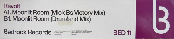 Revolt - Moonlit Room, Electronic, Progressive House, Tribal, 2000 - Bedrock Records, UK, Vinyl 1x 12", 33 ⅓ RPM