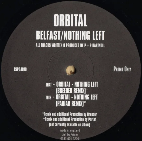 Album cover for Belfast / Nothing Left by Orbital