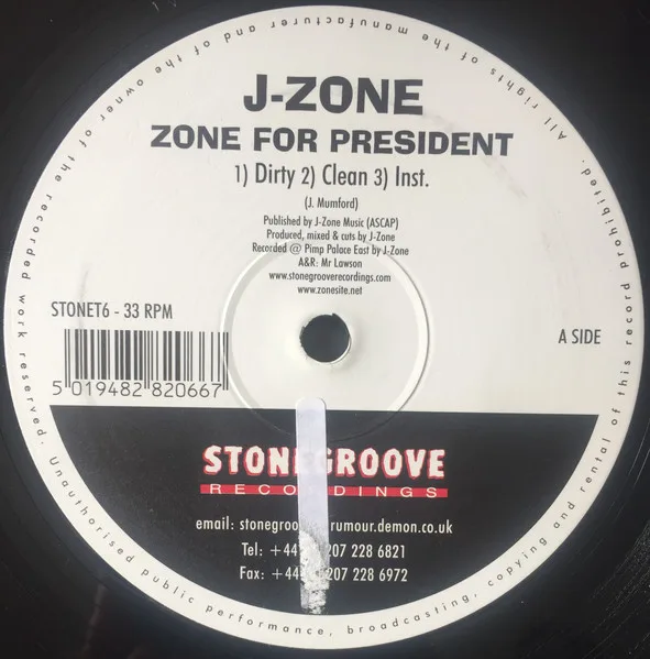 Album cover for Zone For President by J-Zone