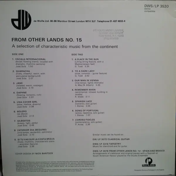 Album cover for From Other Lands No. 15 - Spain by José Solá / Various