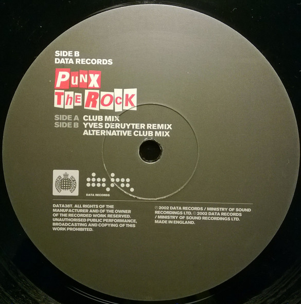 Punx - The Rock, Electronic, Electro, Synth-pop, Trance, 2002 - Data Records, Ministry Of Sound, UK, Vinyl 1x 12", 33 ⅓ RPM, 