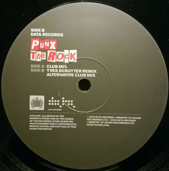 Punx - The Rock, Electronic, Electro, Synth-pop, Trance, 2002 - Data Records, Ministry Of Sound, UK, Vinyl 1x 12", 33 ⅓ RPM, 