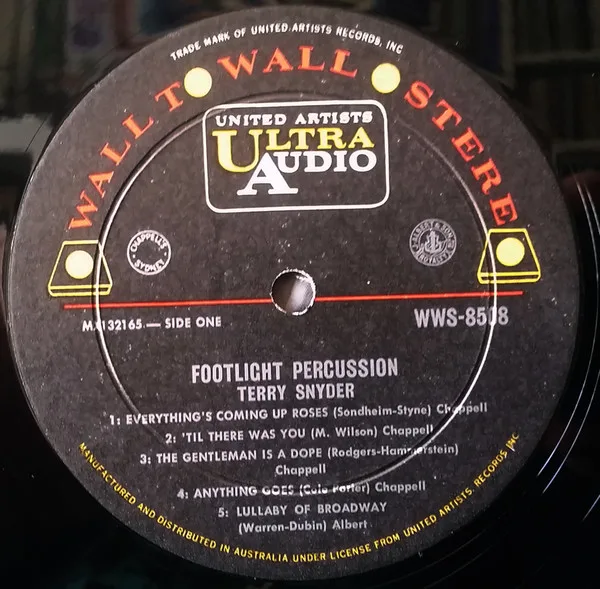 Album cover for Footlight Percussion (Hit Selections Of The Great White Way With A Bongo Beat) by Terry Snyder