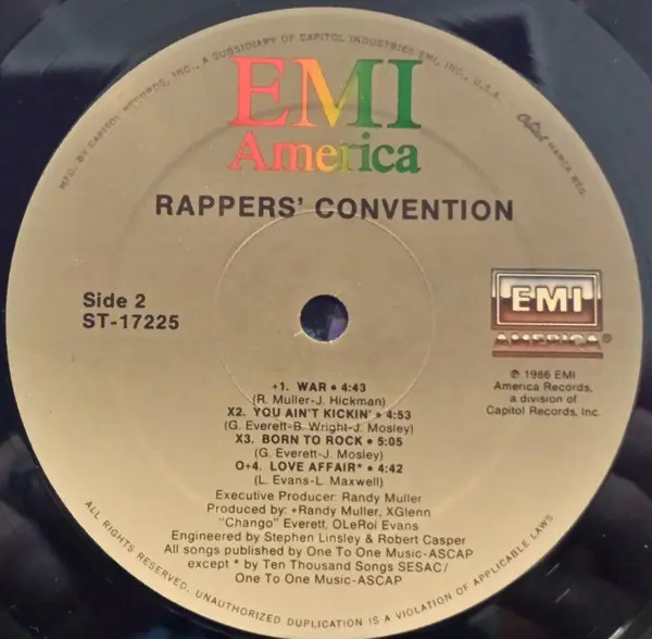 Rappers' Convention - Rappers' Convention, Hip Hop, Electro, 1986 - EMI America, US, Vinyl 1x LP, Album