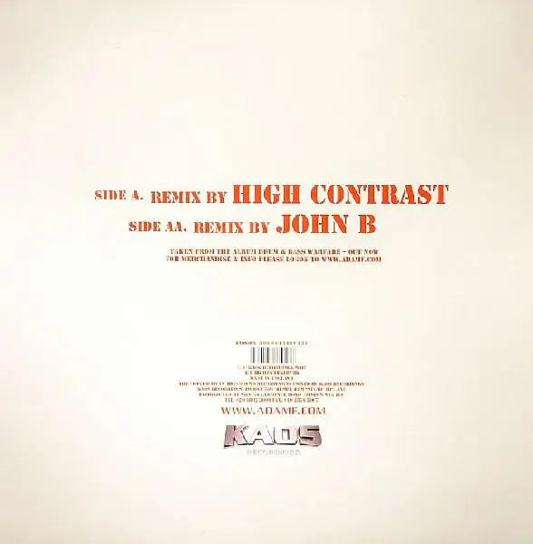 Adam F Feat. Guru & Carl Thomas - Karma, Electronic, Drum n Bass, 2003 - Kaos Recordings, UK, Vinyl 1x 12"