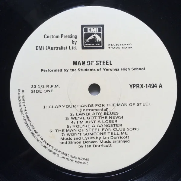 Album cover for Man Of Steel by Students Of Yeronga State High, The